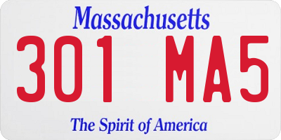 MA license plate 301MA5