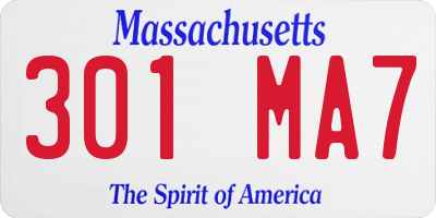 MA license plate 301MA7