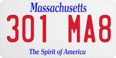 MA license plate 301MA8