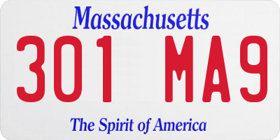 MA license plate 301MA9