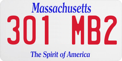 MA license plate 301MB2