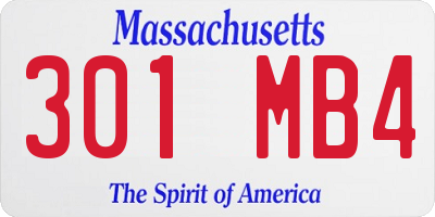 MA license plate 301MB4