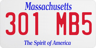 MA license plate 301MB5