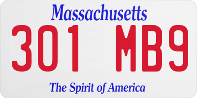 MA license plate 301MB9