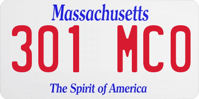 MA license plate 301MC0