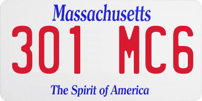 MA license plate 301MC6