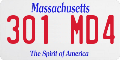 MA license plate 301MD4