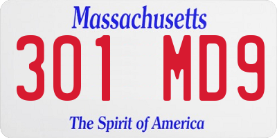 MA license plate 301MD9