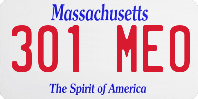 MA license plate 301ME0