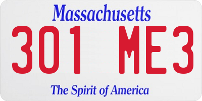 MA license plate 301ME3