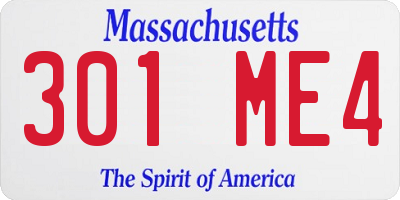 MA license plate 301ME4