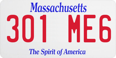 MA license plate 301ME6