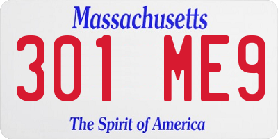 MA license plate 301ME9