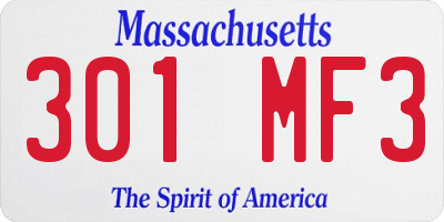 MA license plate 301MF3