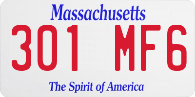 MA license plate 301MF6