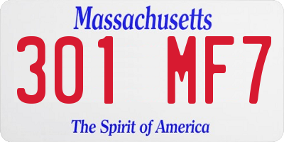 MA license plate 301MF7