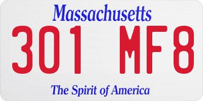 MA license plate 301MF8