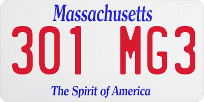 MA license plate 301MG3