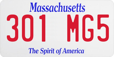 MA license plate 301MG5
