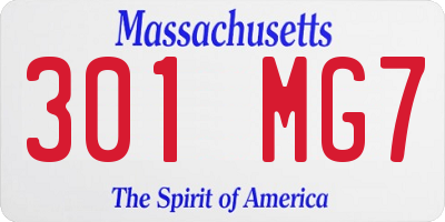 MA license plate 301MG7