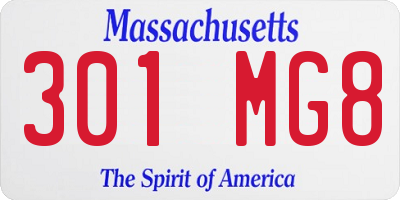 MA license plate 301MG8