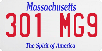 MA license plate 301MG9