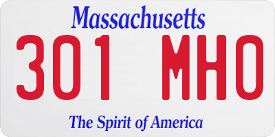 MA license plate 301MH0