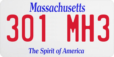 MA license plate 301MH3