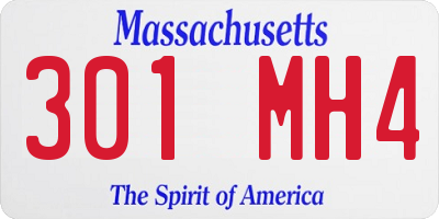 MA license plate 301MH4
