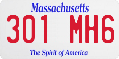 MA license plate 301MH6