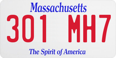 MA license plate 301MH7