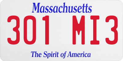 MA license plate 301MI3