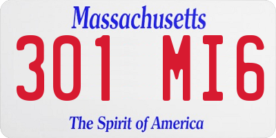 MA license plate 301MI6