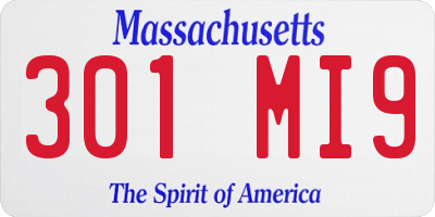 MA license plate 301MI9