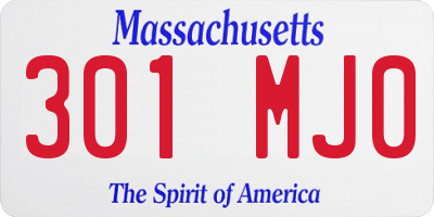 MA license plate 301MJ0