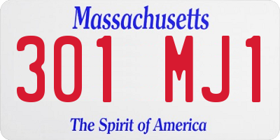 MA license plate 301MJ1