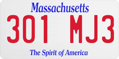 MA license plate 301MJ3