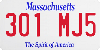 MA license plate 301MJ5