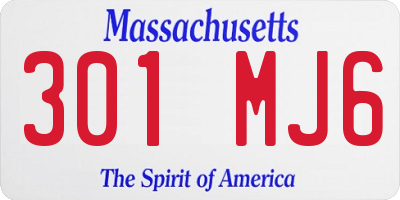 MA license plate 301MJ6