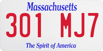 MA license plate 301MJ7