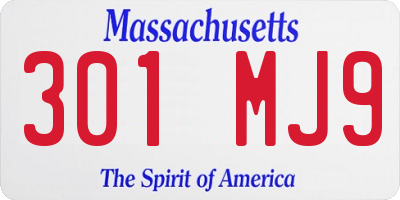 MA license plate 301MJ9