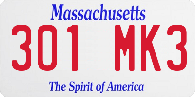 MA license plate 301MK3