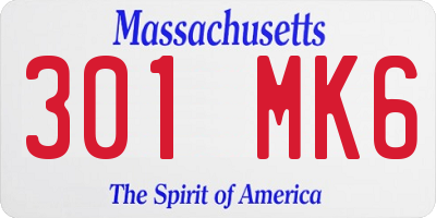 MA license plate 301MK6