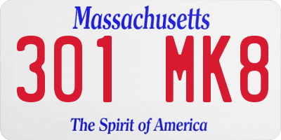 MA license plate 301MK8