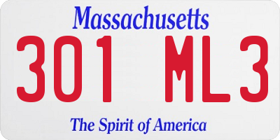 MA license plate 301ML3