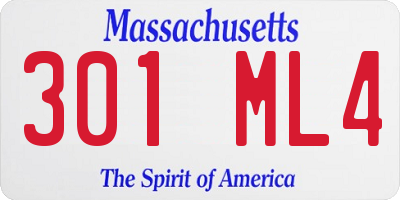 MA license plate 301ML4