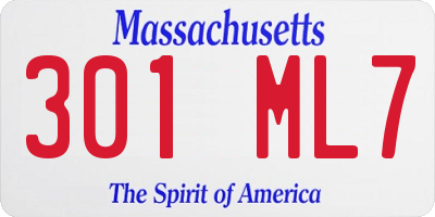 MA license plate 301ML7