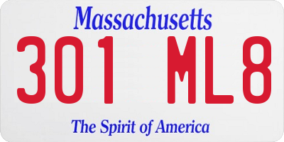 MA license plate 301ML8
