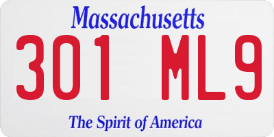 MA license plate 301ML9