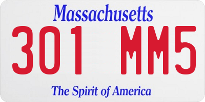 MA license plate 301MM5